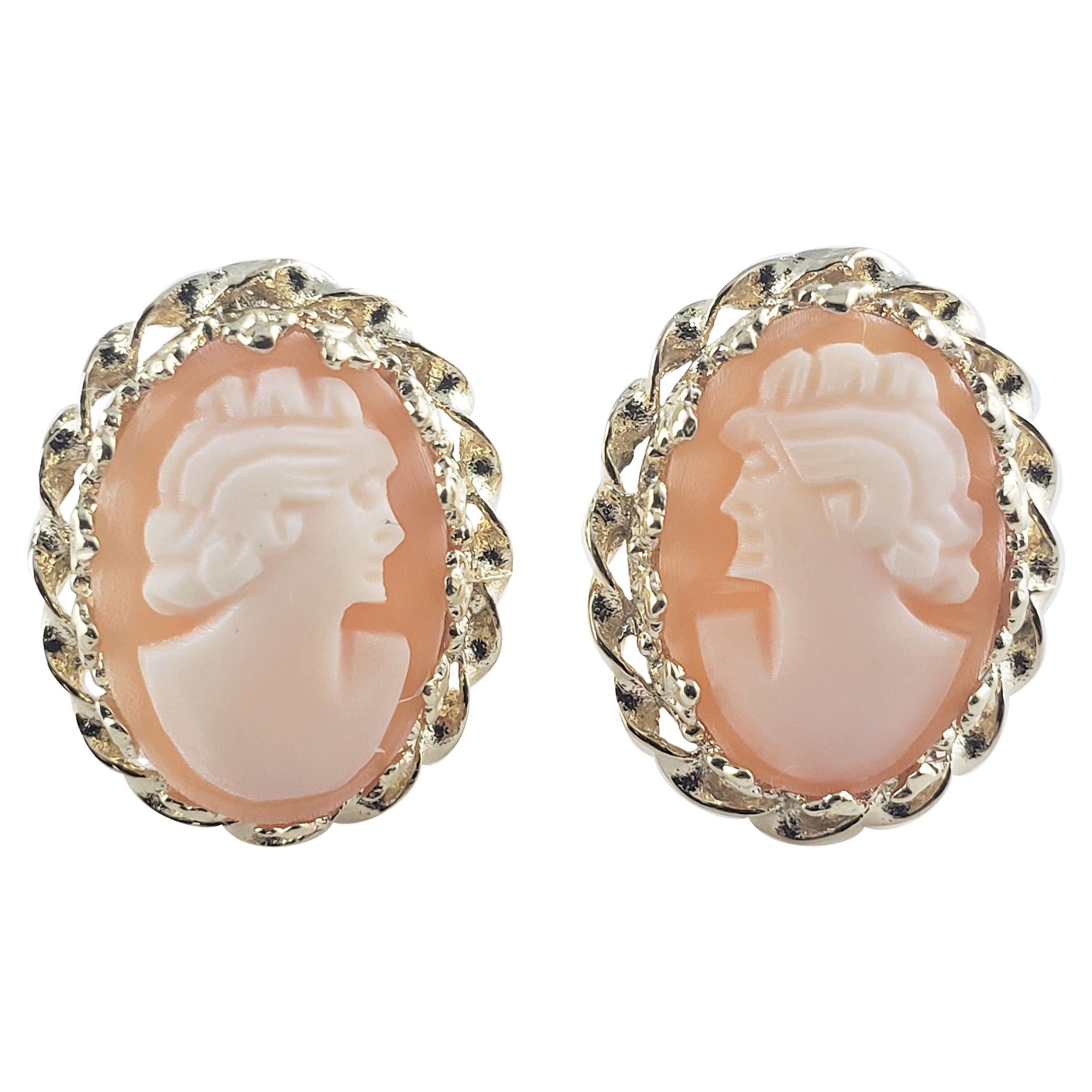 14 Karat Yellow Gold Cameo Earrings For Sale