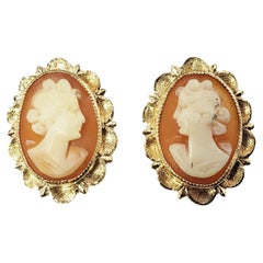Vintage 14 Karat Yellow Gold Cameo Earrings