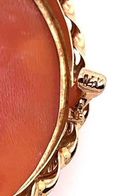 14 Karat Yellow Gold Cameo of Woman's Profile Pendant and Brooch