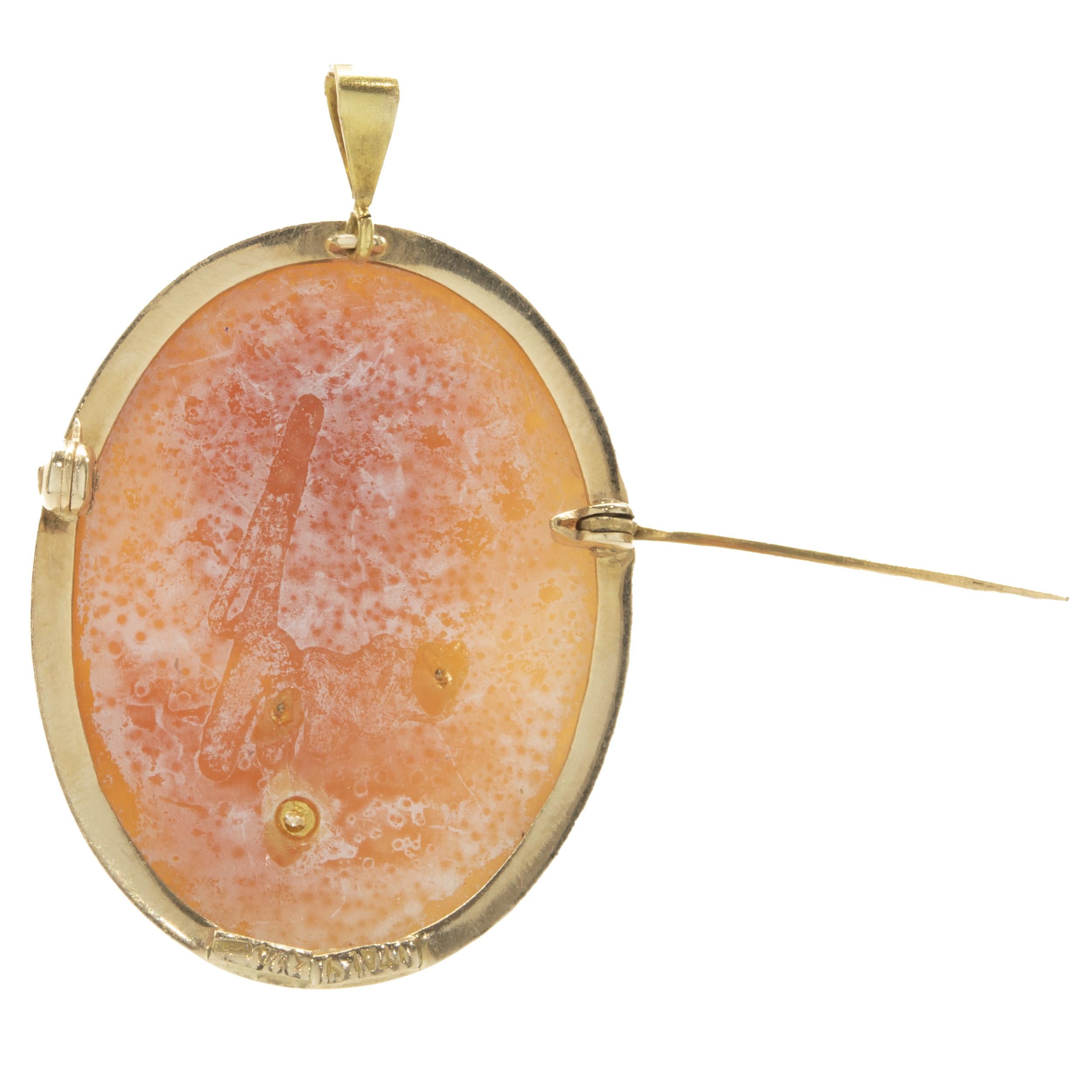 14 Karat Yellow Gold Cameo Oval Pin In Excellent Condition For Sale In Scottsdale, AZ