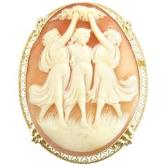 14 Karat Yellow Gold Cameo Pendant / Brooch
