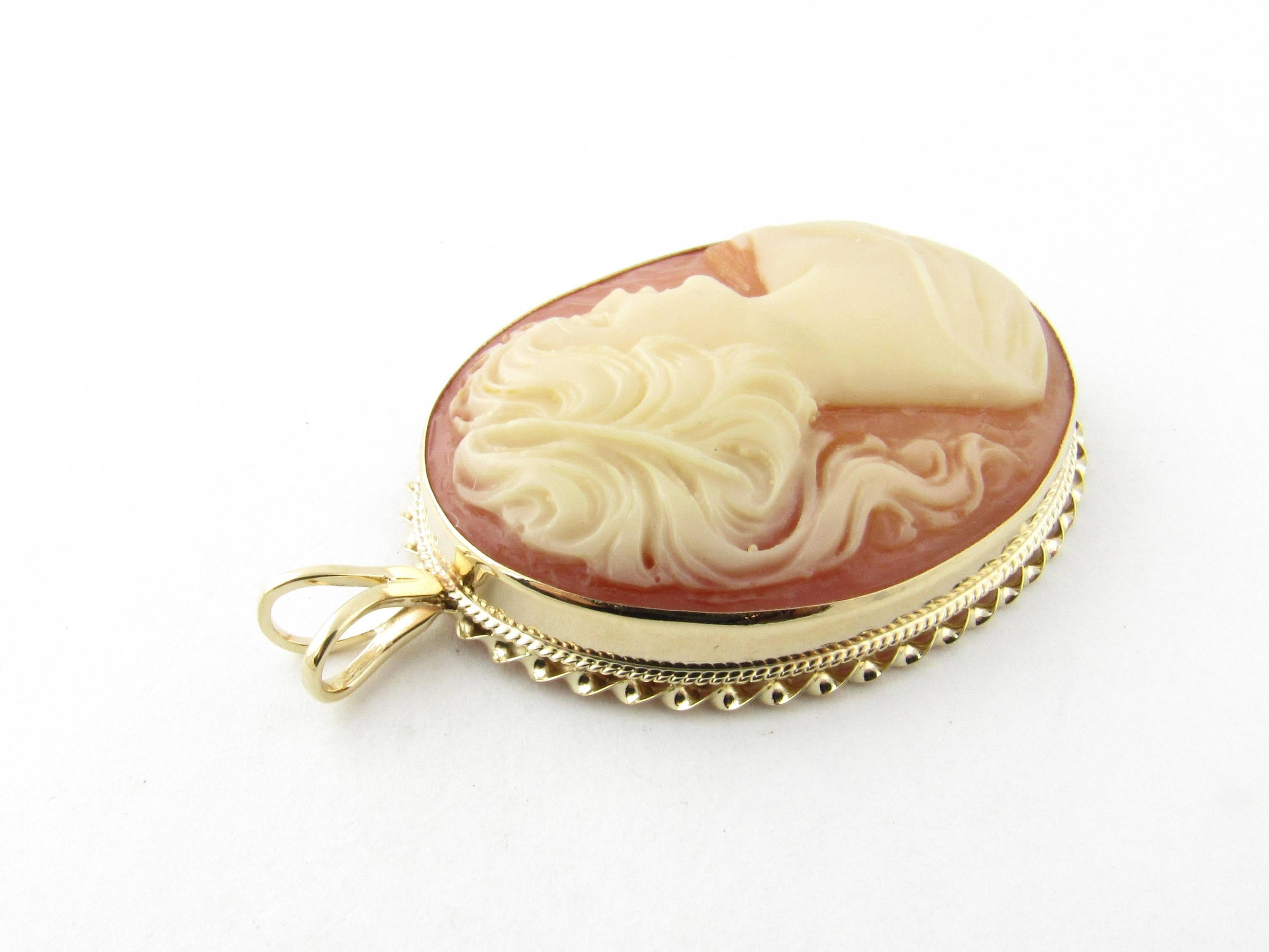 14 Karat Yellow Gold Cameo Pendant In Excellent Condition For Sale In Washington Depot, CT