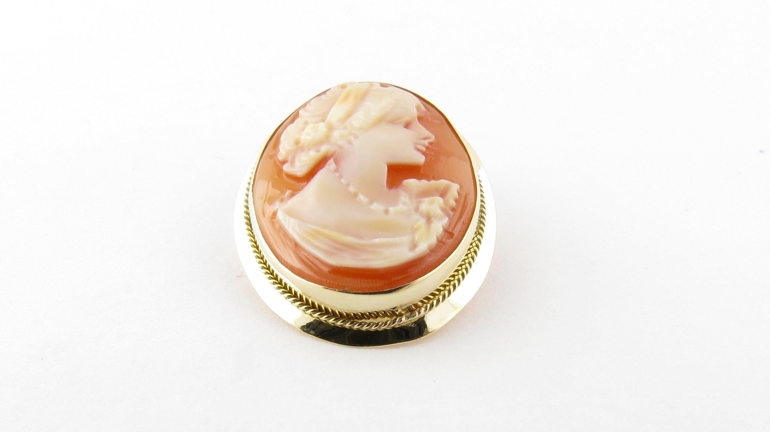 14 Karat Yellow Gold Cameo Pendant or Brooch In Good Condition In Washington Depot, CT