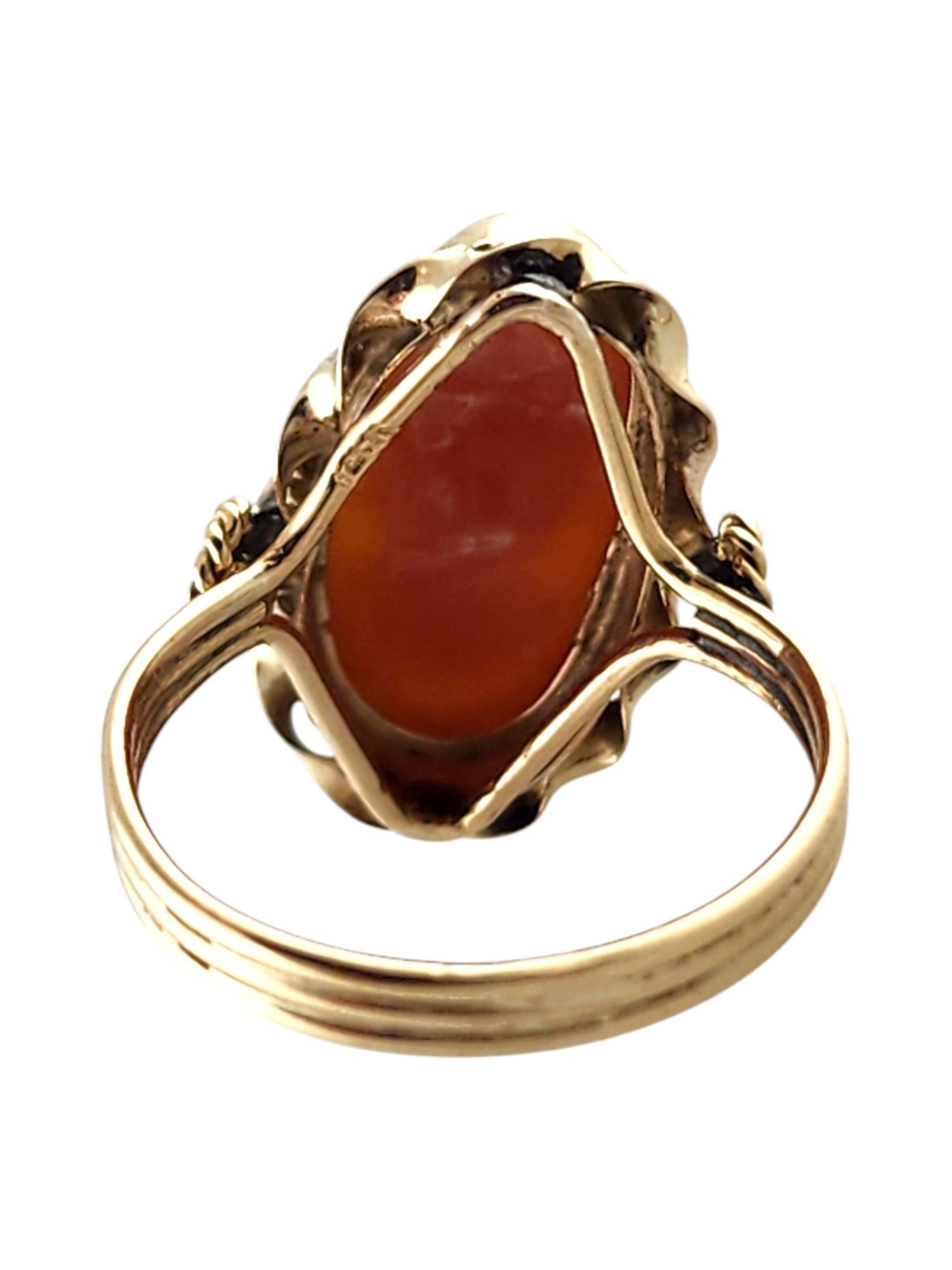 14 Karat Yellow Gold Cameo Ring Size 3 #19389 In Good Condition For Sale In Washington Depot, CT