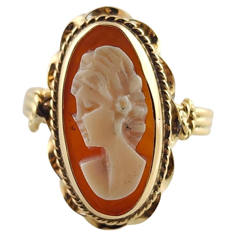 14 Karat Yellow Gold Cameo Ring Size #19389 at 1stDibs