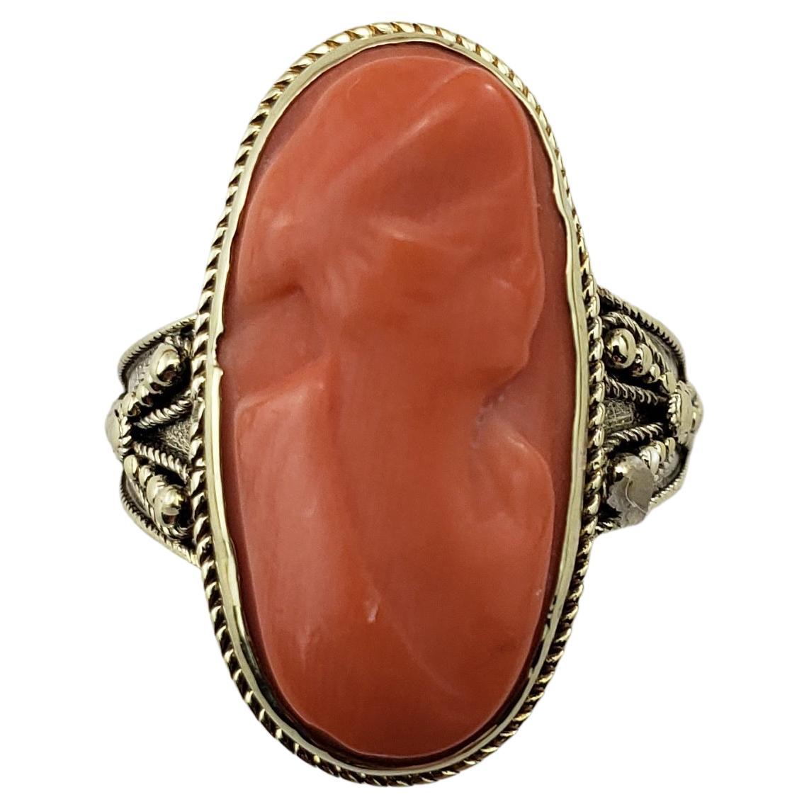 14 Karat Yellow Gold Cameo Ring For Sale