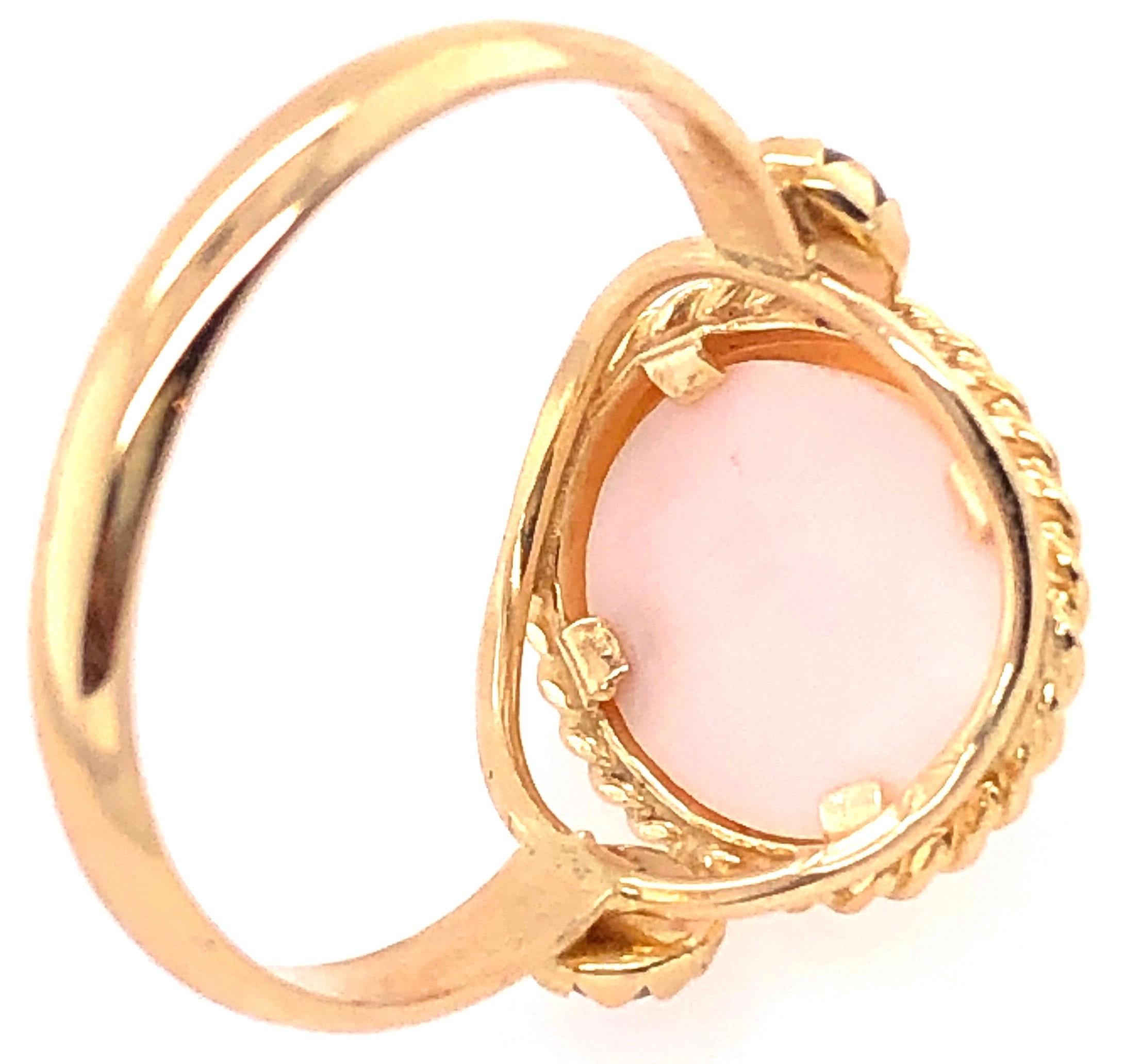 Round Cut 14 Karat Yellow Gold Cameo Ring with Stones For Sale