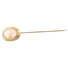 Vintage 14 Karat Yellow Gold Cameo Stickpin