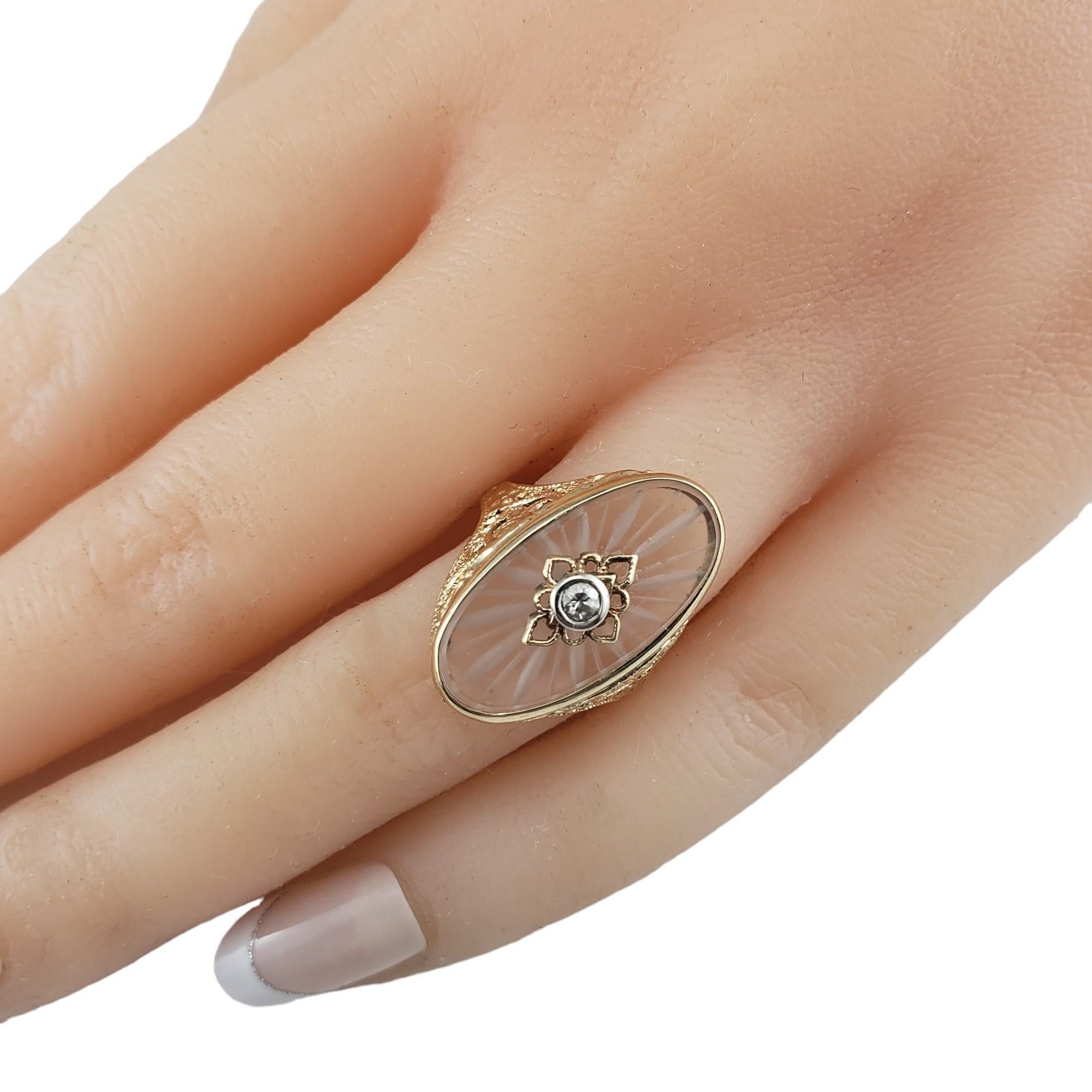 14 Karat Yellow Gold Camphor Glass and Diamond Ring Size 5.75 #16350 2