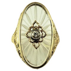 14 Karat Yellow Gold Camphor Glass and Diamond Ring Size 5.75 #16350