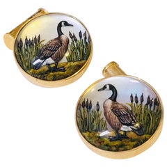 14 Karat Yellow Gold Canadian Geese Cufflinks