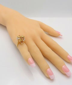14 Karat Yellow Gold Canary and Cognac Diamond Cocktail Ring