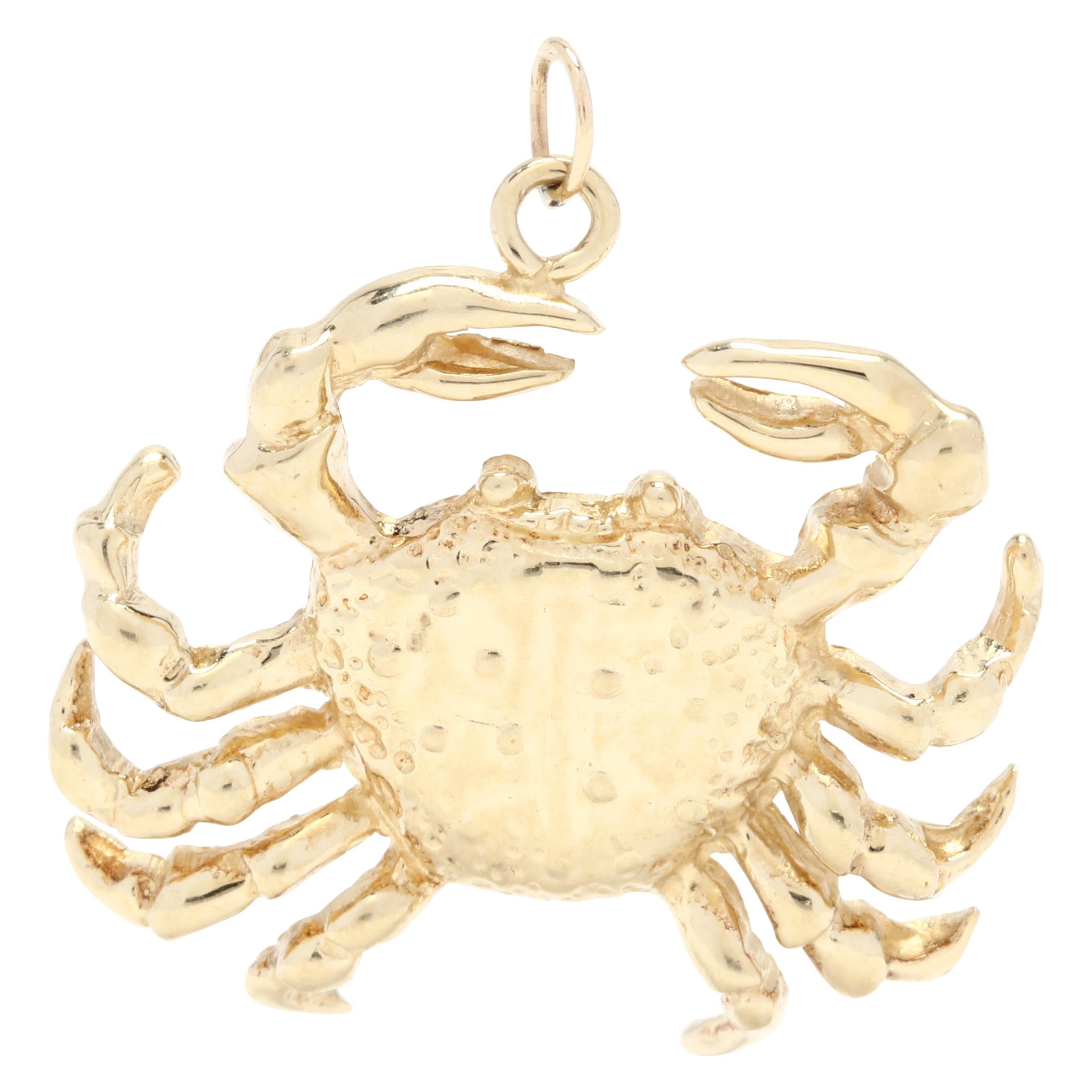 14 Karat Yellow Gold Cancer Zodiac Crab Charm / Pendant