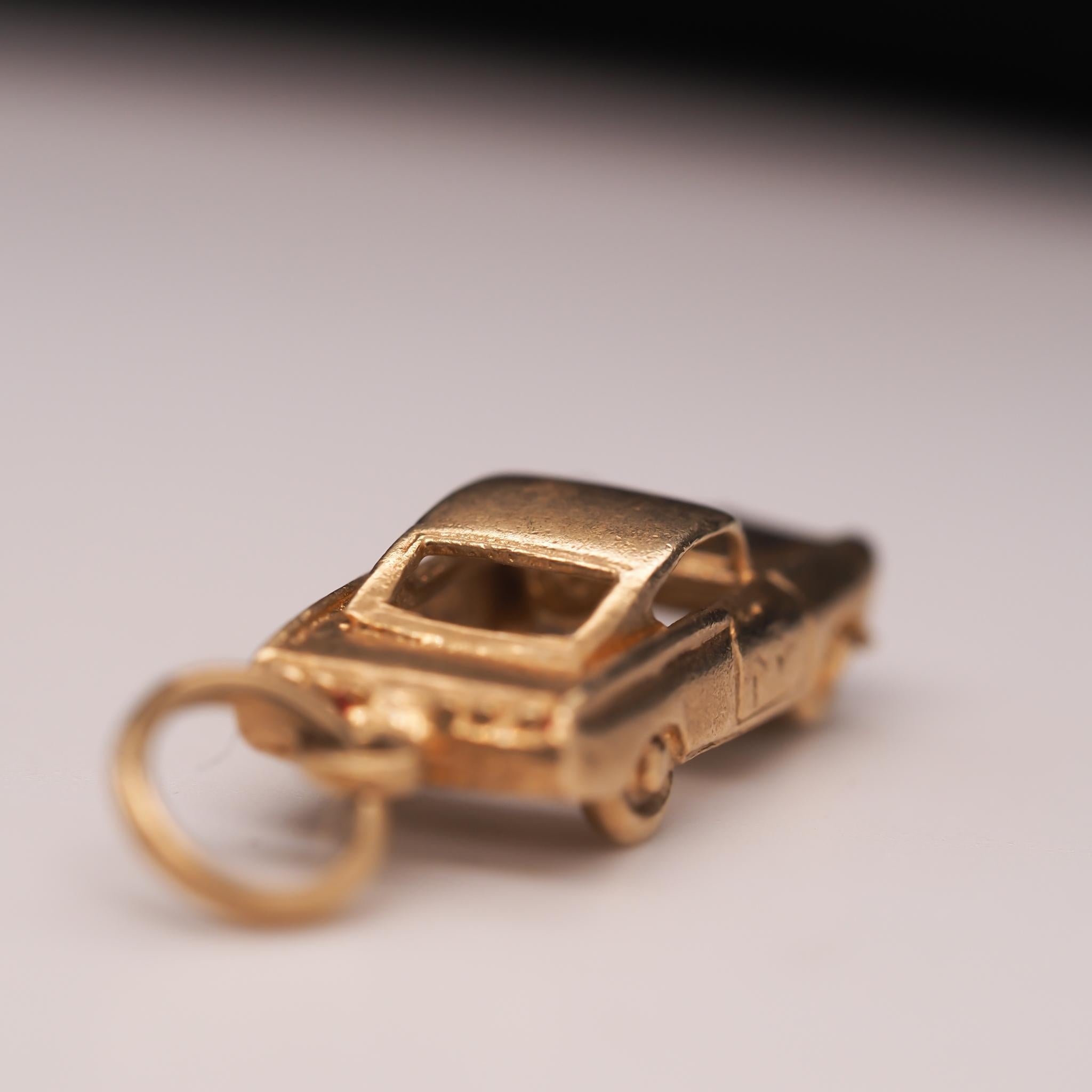Women's or Men's 14 Karat Yellow Gold Car Charm Pendant For Sale