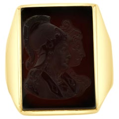 14 Karat Yellow Gold Carnelian Double Intaglio Signet Ring