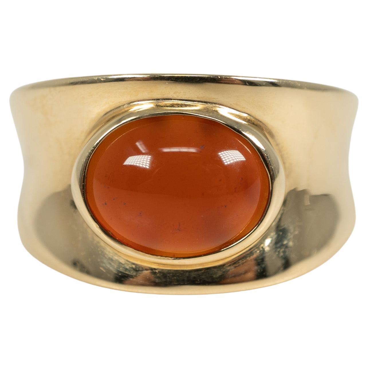 14 Karat Yellow Gold Carnelian Stone Ring