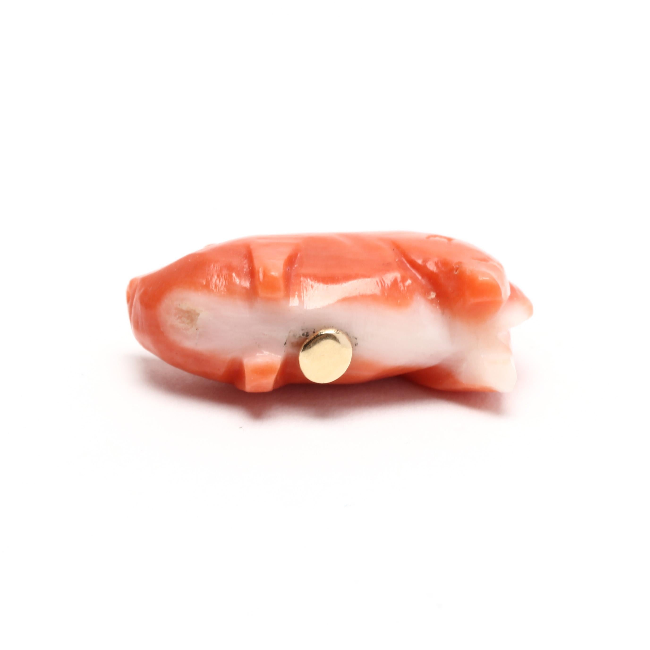 Victorian 14 Karat Yellow Gold Carved Coral Pig Charm