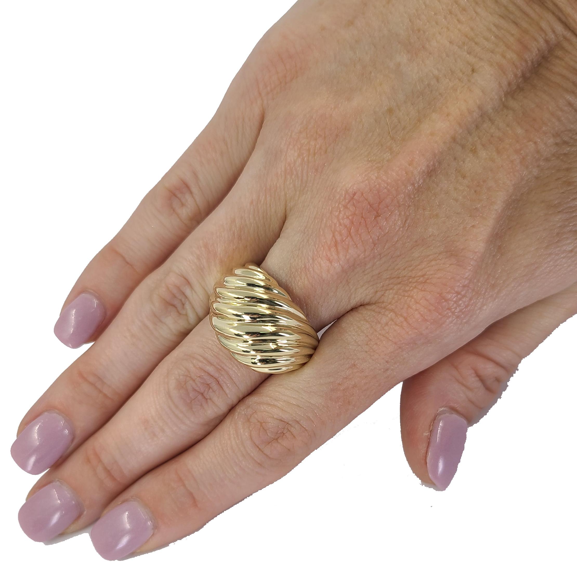 Women's Yellow Gold Carved Dome Ring