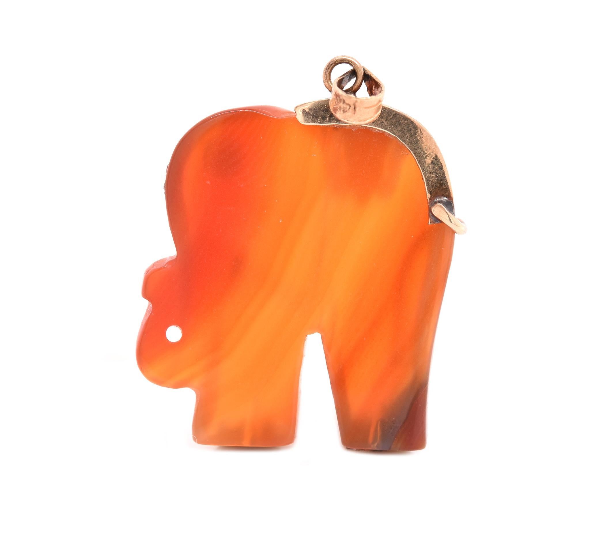 14k gold jade elephant pendant