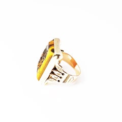 14 Karat Yellow Gold Carved Tiger's Eye Ring