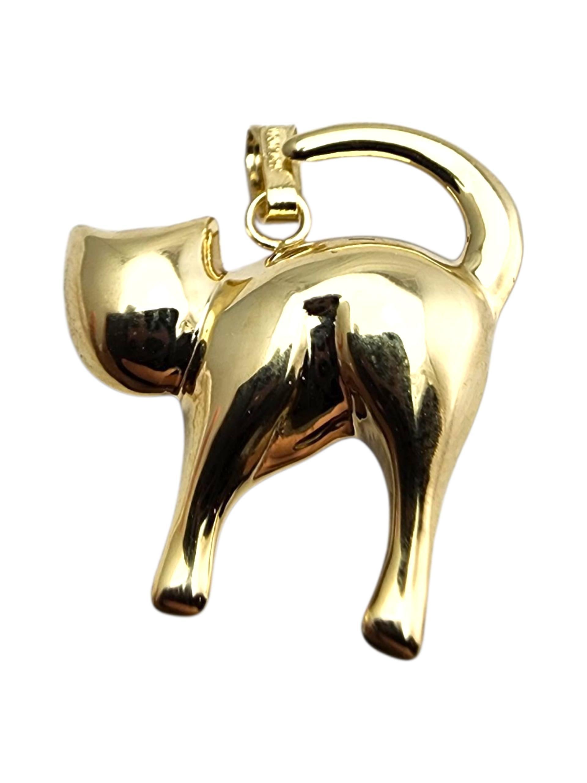 Pendentif chat en or jaune 14 carats #23675 en vente 5