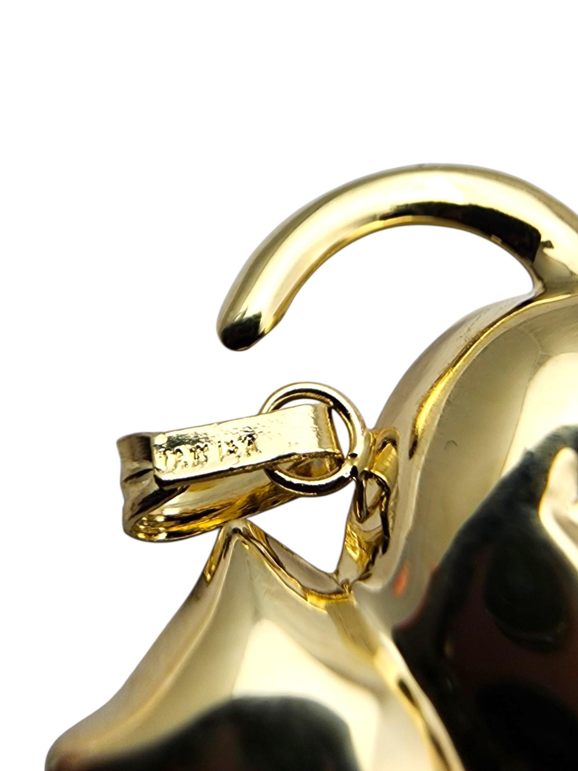 Contemporain Pendentif chat en or jaune 14 carats #23675 en vente