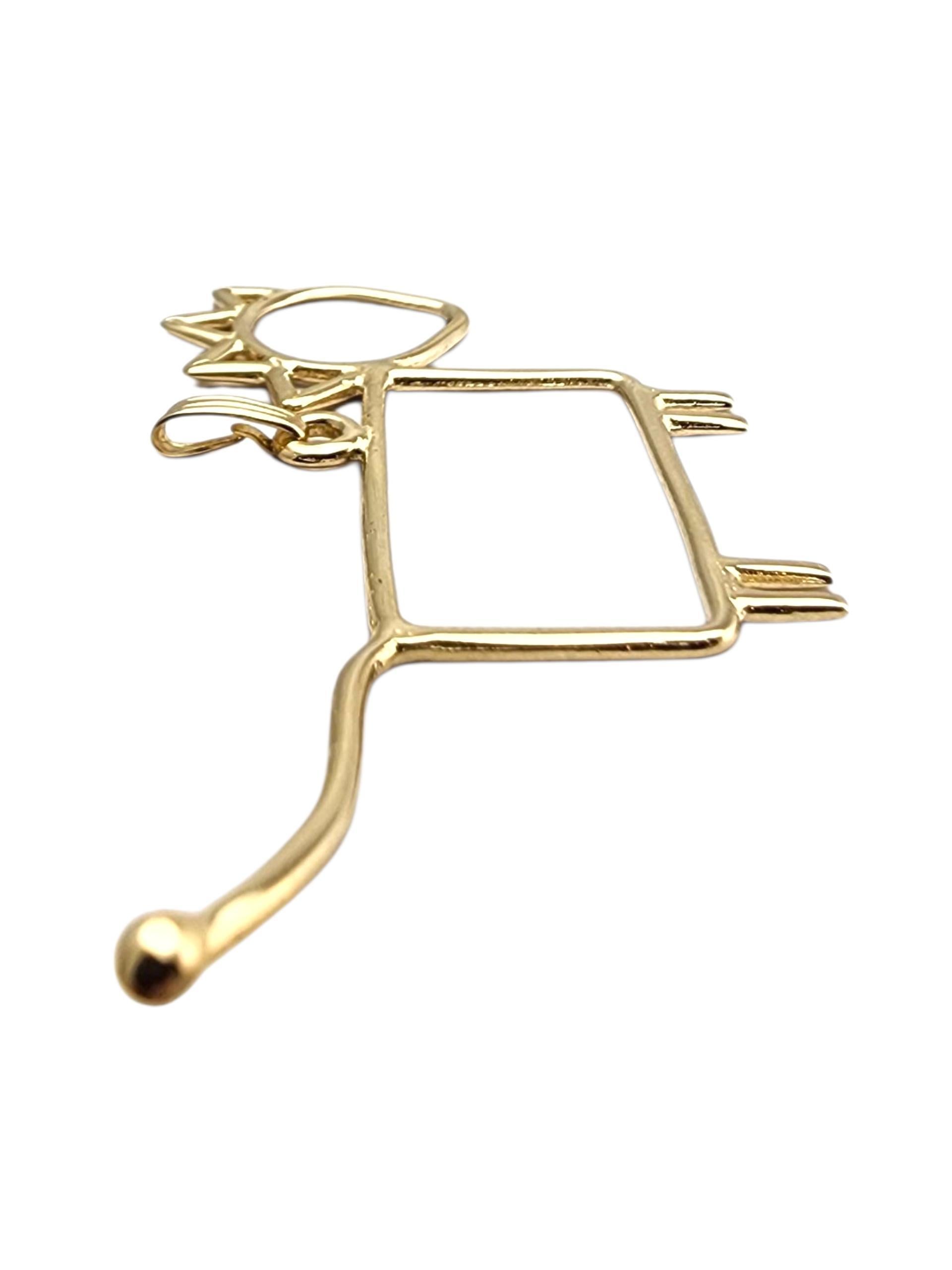 Pendentif en or jaune 14 carats représentant un chat #23585 Bon état - En vente à Washington Depot, CT