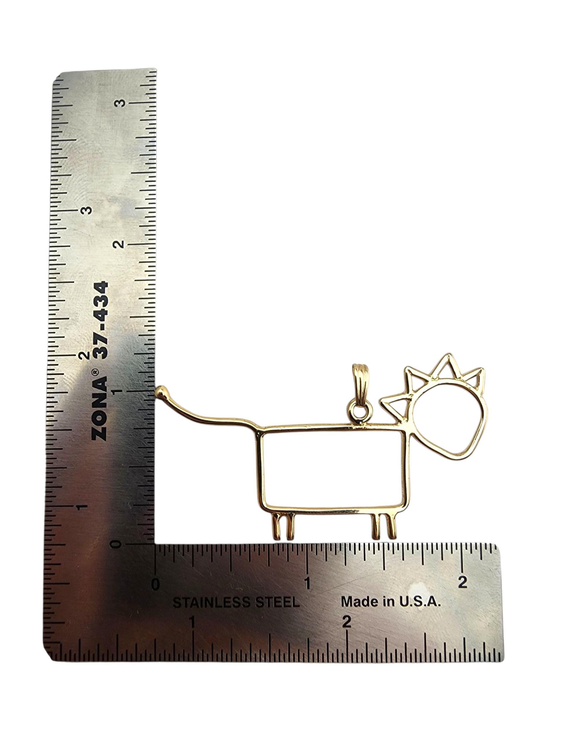 Pendentif en or jaune 14 carats représentant un chat #23585 en vente 2