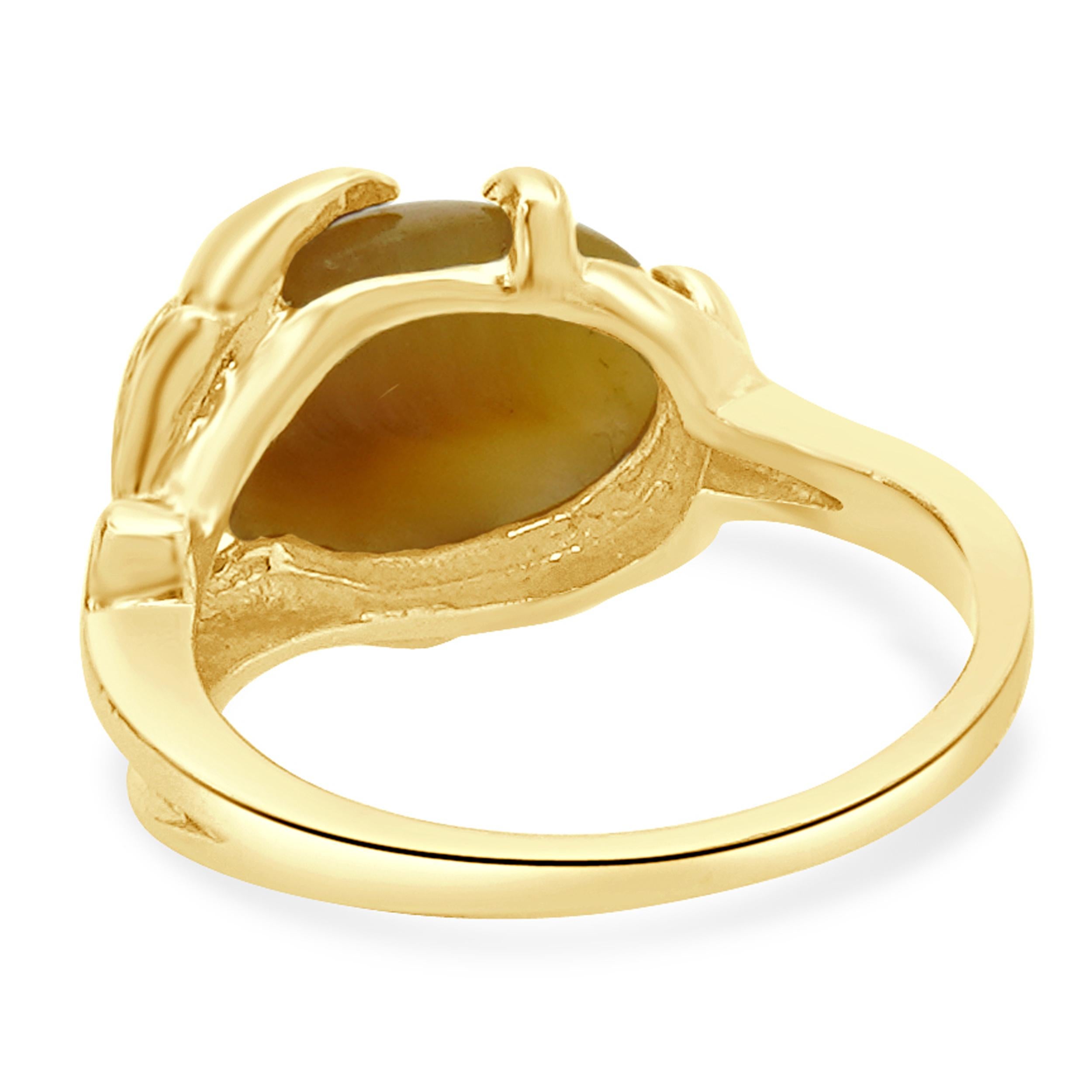 Bague Foliage Catseye en or jaune 14 carats Excellent état - En vente à Scottsdale, AZ