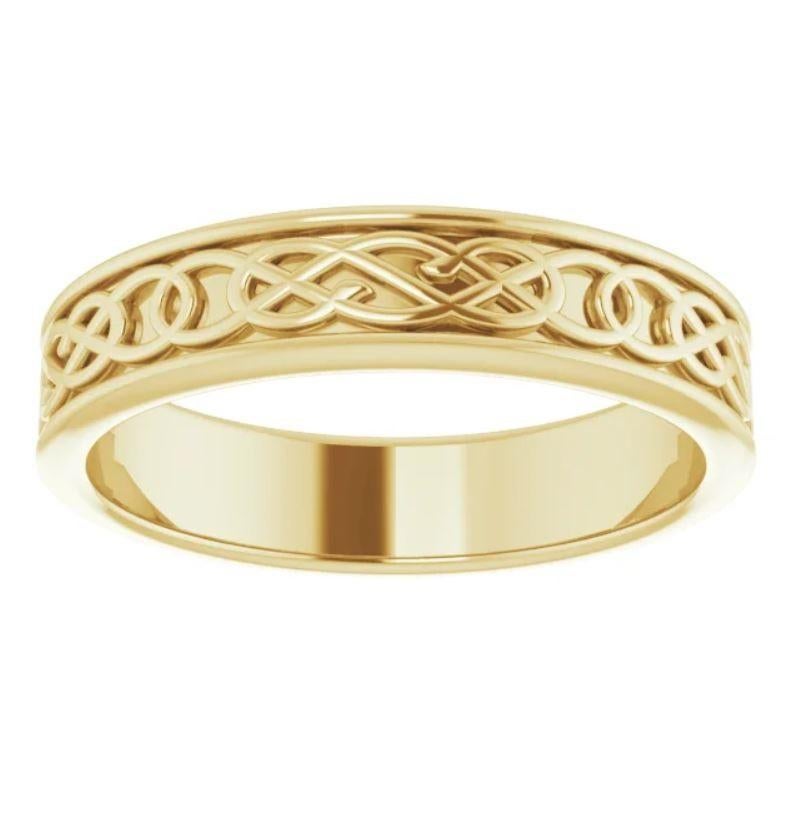 For Sale:  14 Karat Yellow Gold Celtic Inspired Band 6