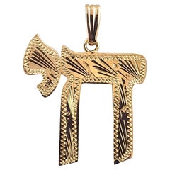 14 Karat Yellow Gold Chai Pendant #19443