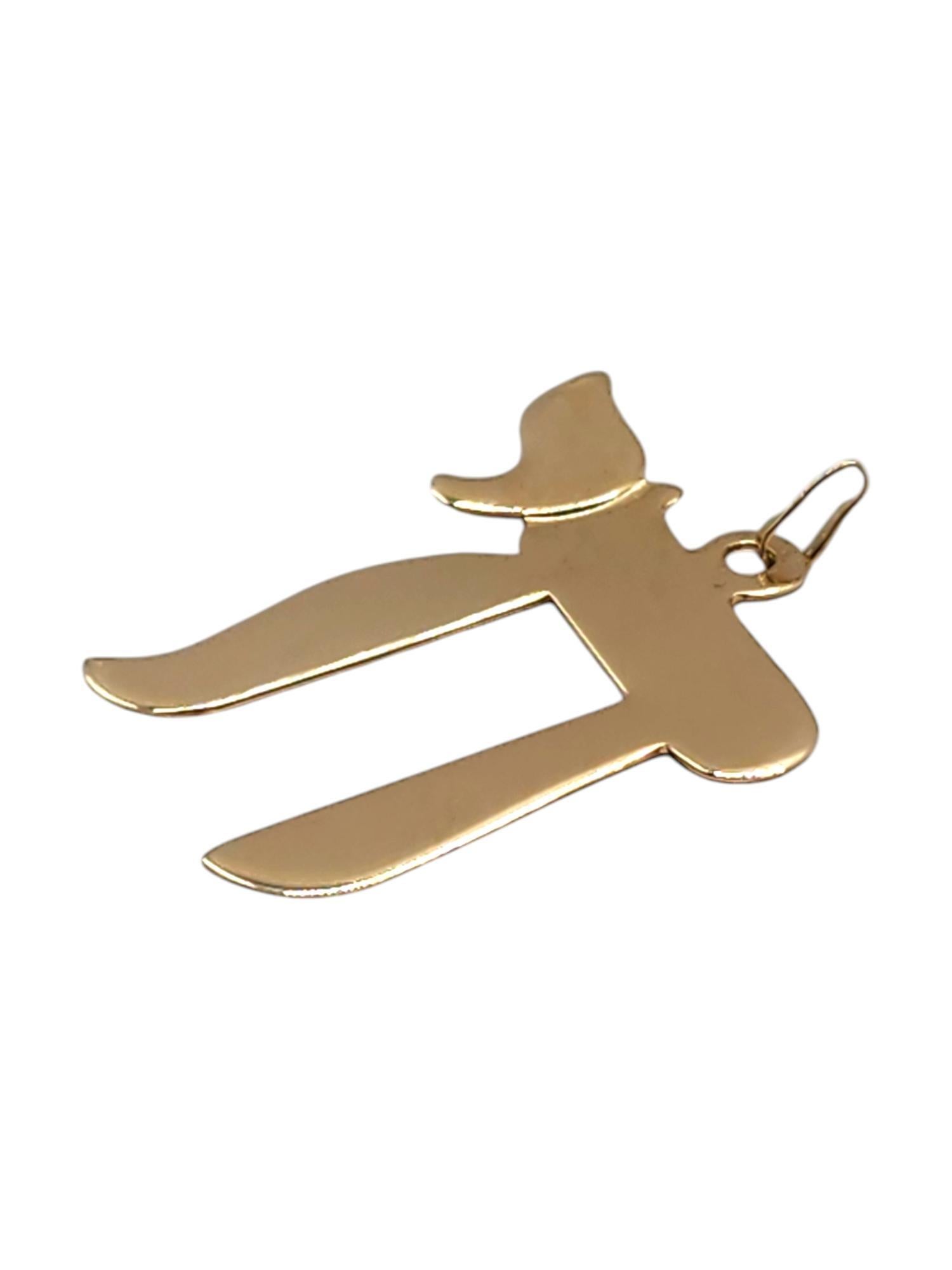 Pendentif Chai en or jaune 14 carats

Ce magnifique pendentif chai a été réalisé en or jaune 14 carats et serait du plus bel effet sur une chaîne assortie !

Taille : 28,04 mm X 25,86 mm X 0,44 mm

Poids : 1,71 g/ 1,10 dwt

Poinçon : E-14K

Très bon