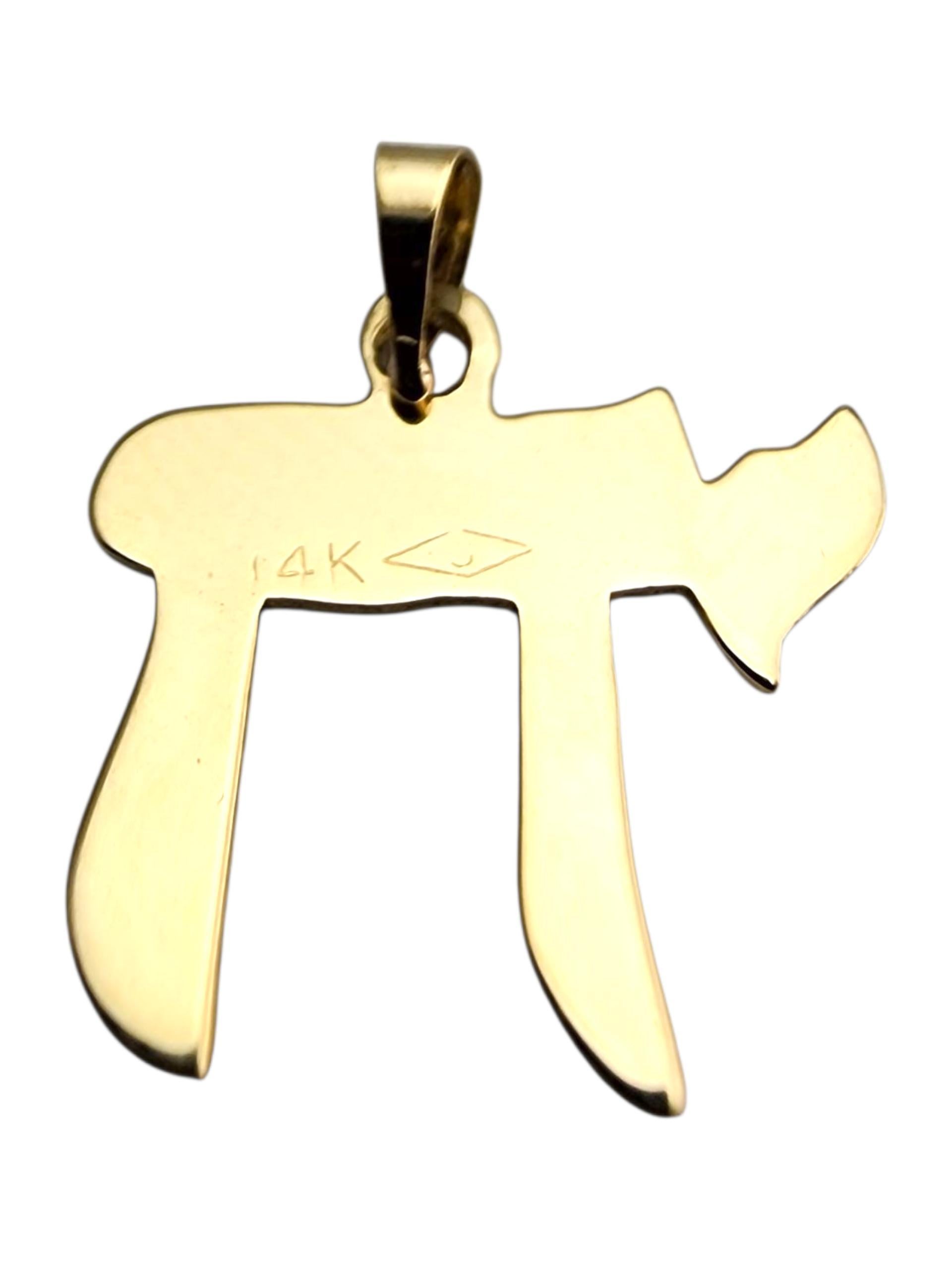 Contemporaneo Ciondolo Chai in oro giallo 14 carati #23914 in vendita