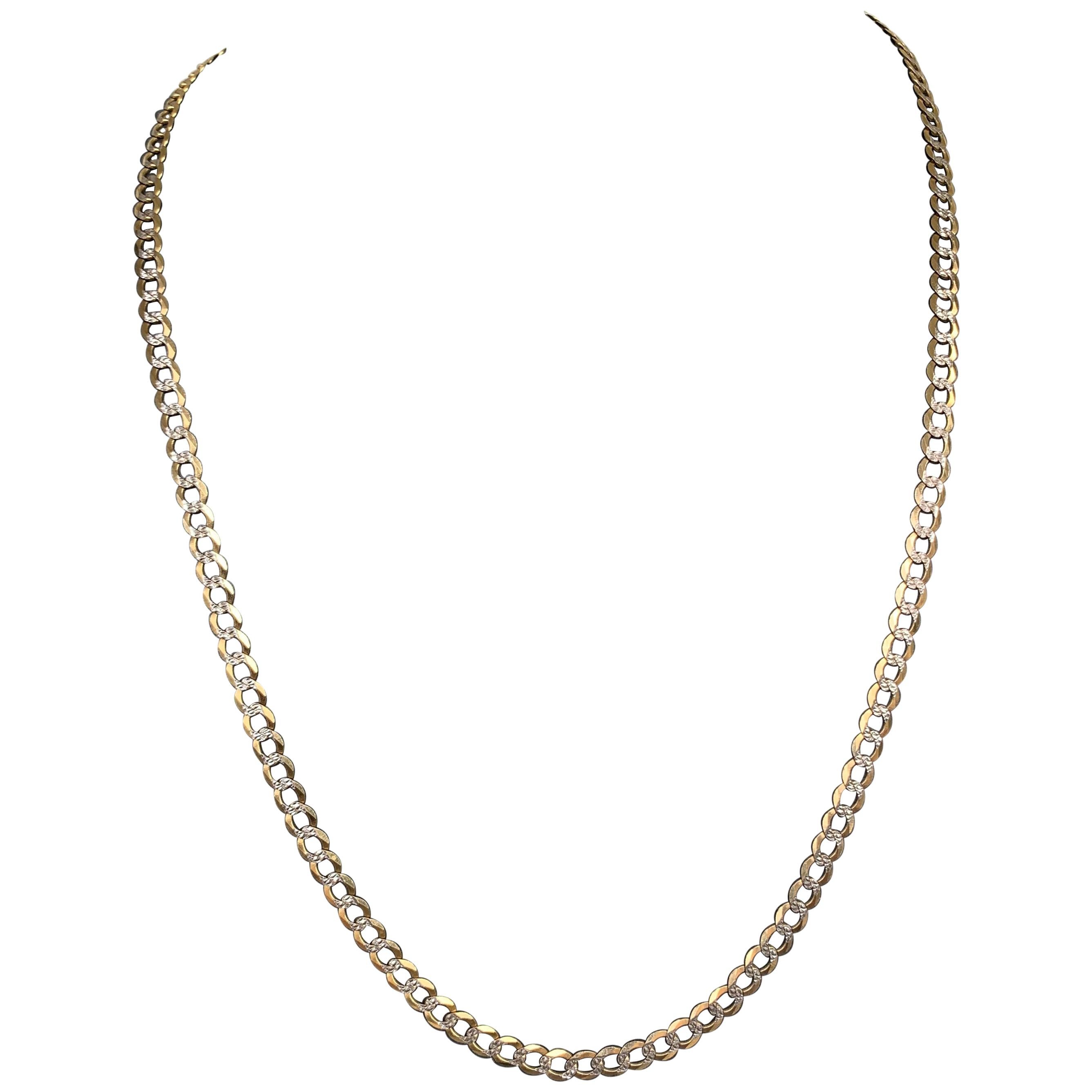 Collana a catena in oro giallo 14 carati in vendita
