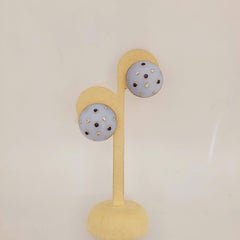 14 Karat Yellow Gold Chalcedony Button Earrings with Sapphires & .50Ct Diamonds