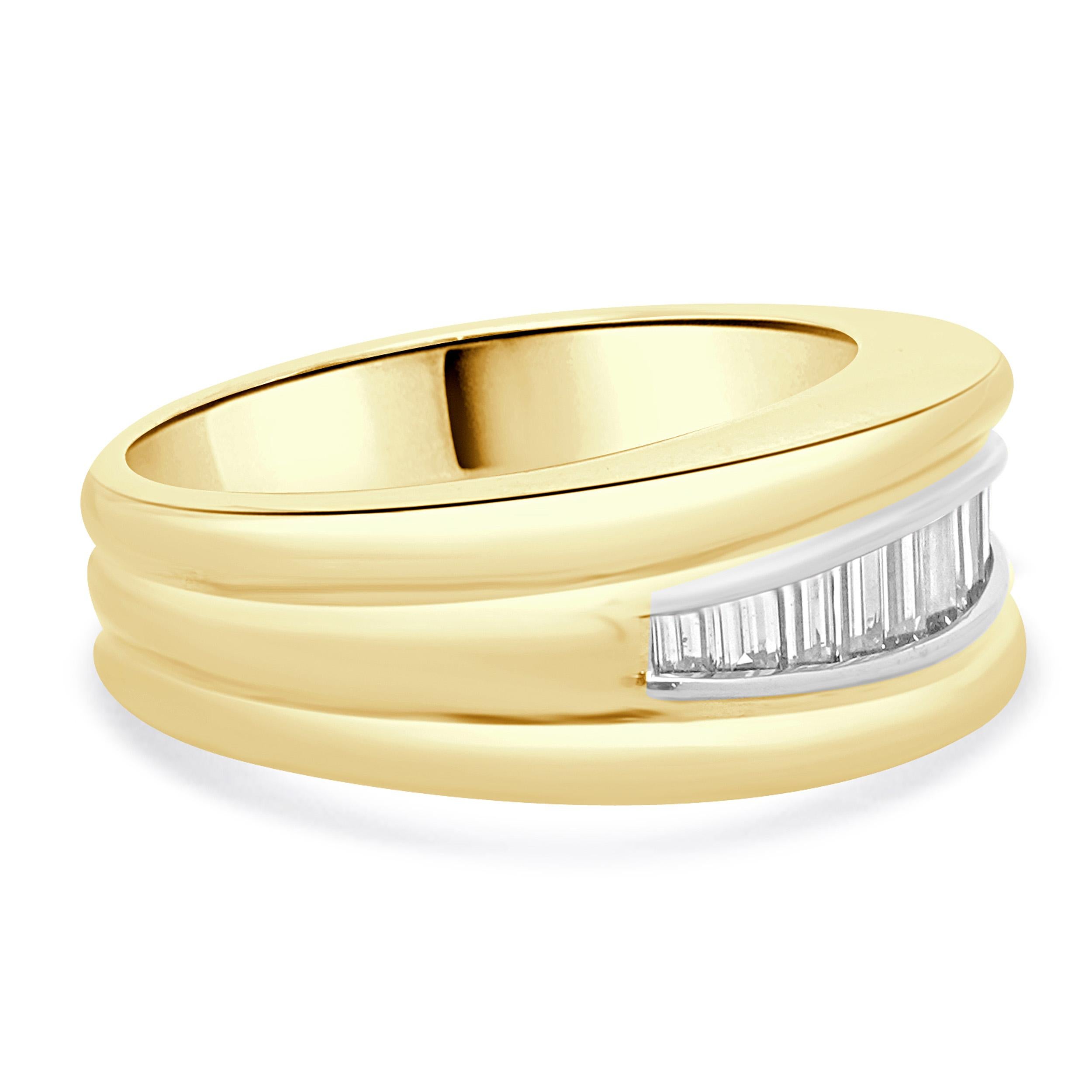14 Karat Gelbgold Kanal Set Baguette Diamant Band im Zustand „Hervorragend“ im Angebot in Scottsdale, AZ
