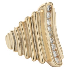 14 Karat Yellow Gold Channel Set Diamond Banana Ring