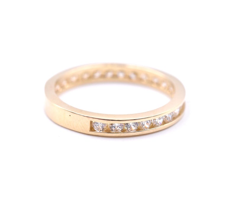 14 Karat Yellow Gold Channel Set Diamond Band For Sale at 1stDibs