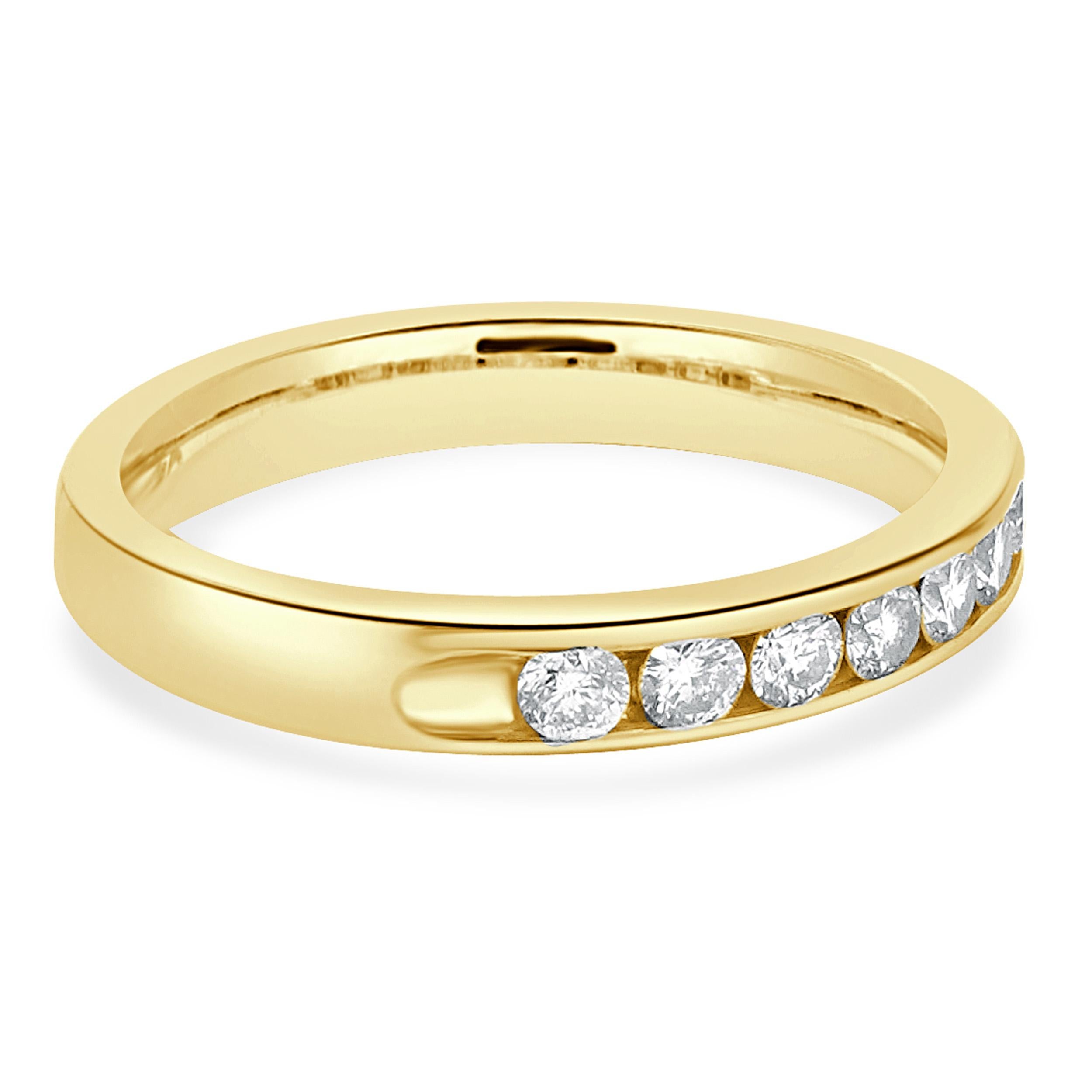 14 Karat Gelbgold Diamantring mit Kanalfassung (Rundschliff) im Angebot