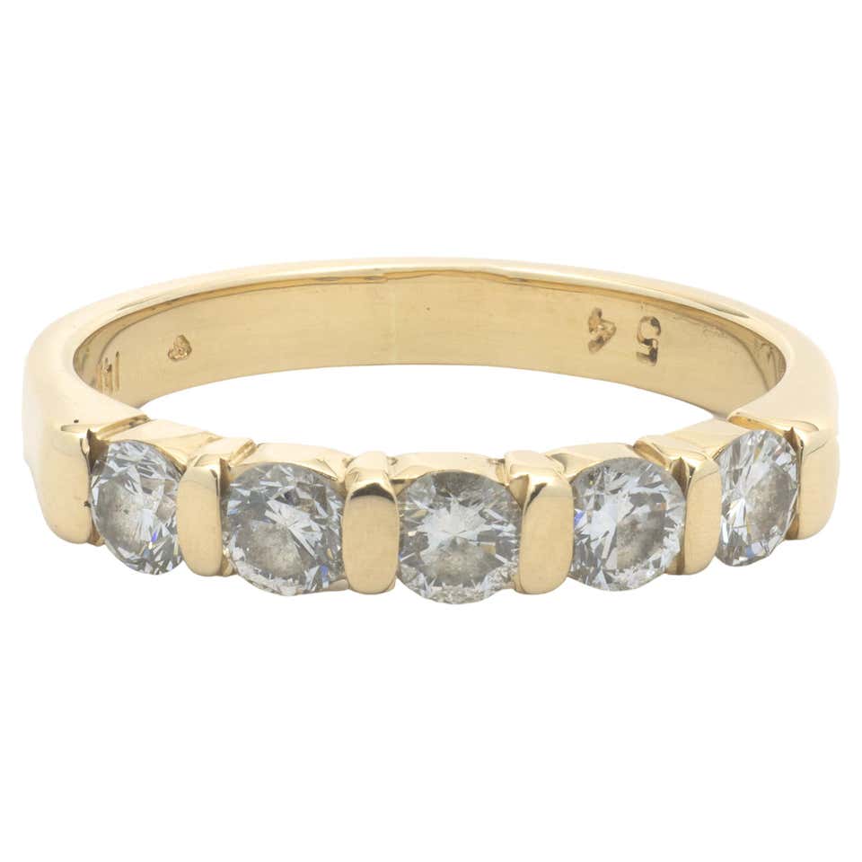 Channel Ring Diamond Channel Set 18 Karat Yellow Gold Band Ring For Sale at 1stDibs
