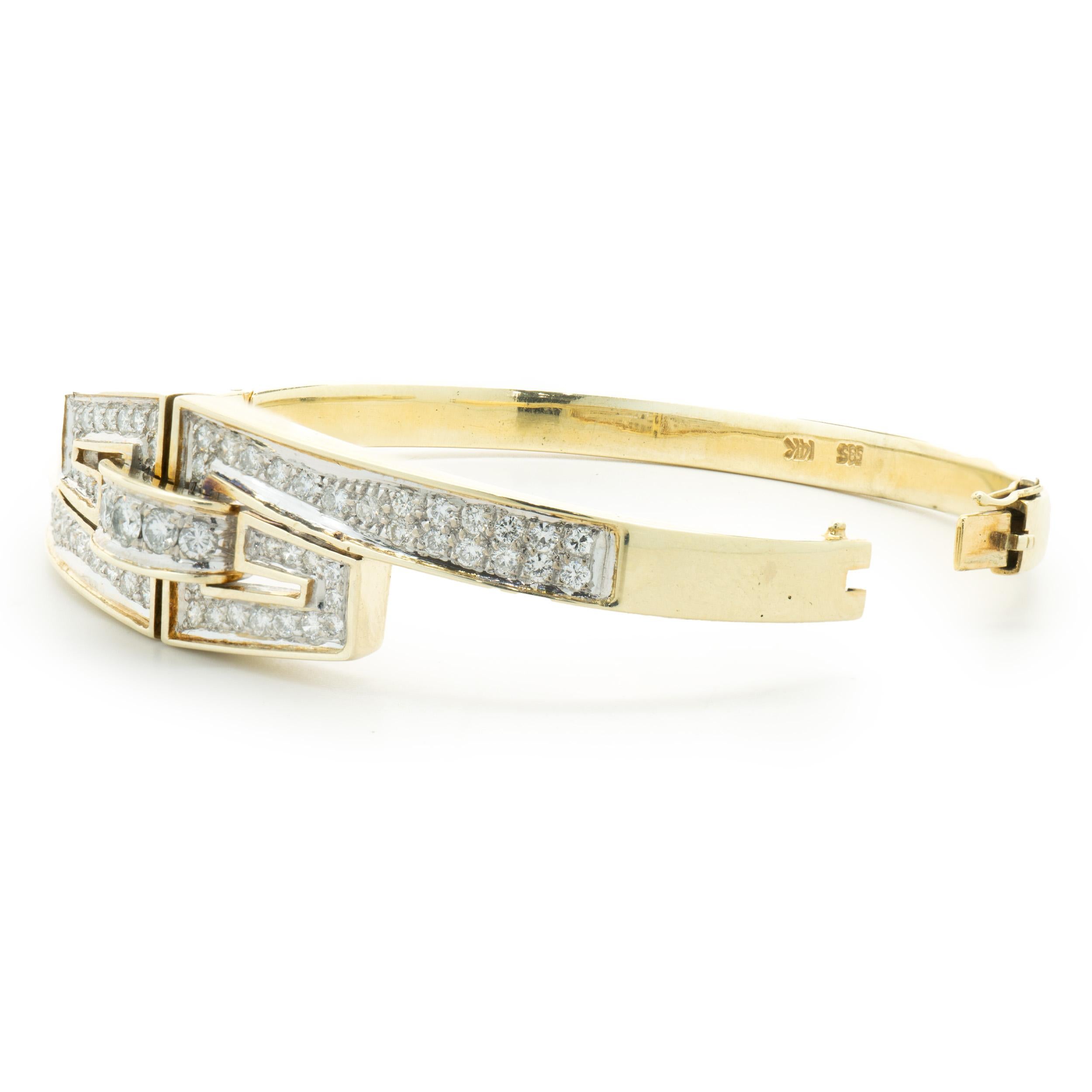 14 Karat Yellow Gold Channel Set Diamond Bangle Bracelet In Excellent Condition For Sale In Scottsdale, AZ