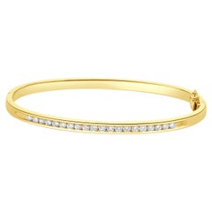 14 Karat Yellow Gold Channel Set Diamond Bangle Bracelet