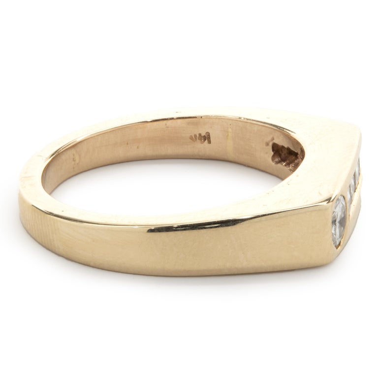 14 Karat Yellow Gold Channel Set Diamond Gents Ring For Sale at 1stDibs