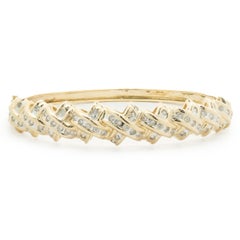 14 Karat Yellow Gold Channel Set Diamond X Bangle Bracelet