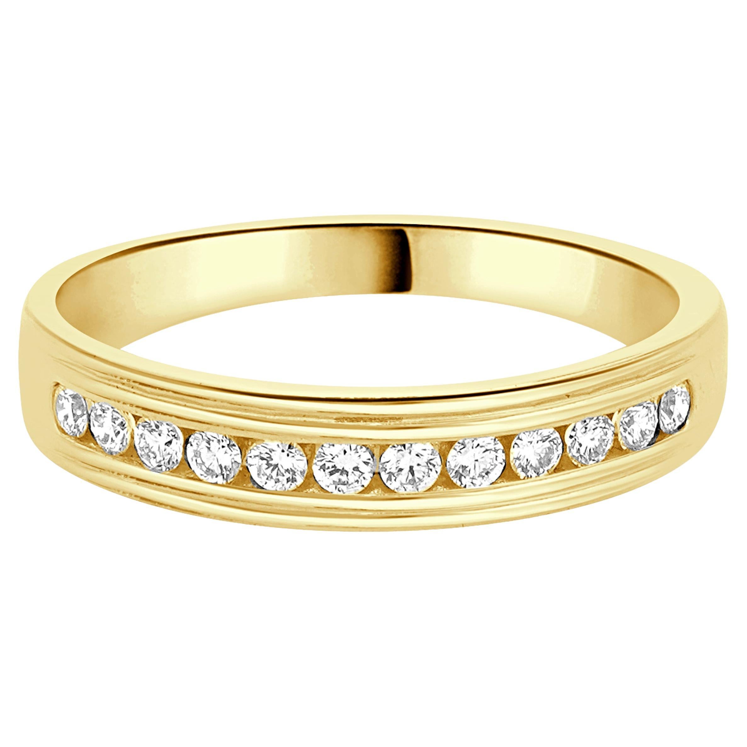 14 Karat Yellow Gold Channel Set Round Diamond band