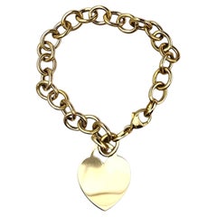 Vintage 14 Karat Yellow Gold Charm Bracelet with Heart Charm #23518