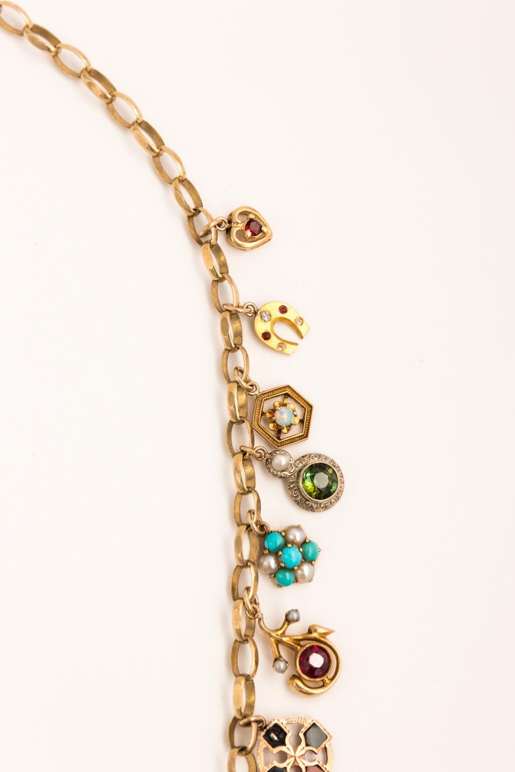 14 Karat Yellow Gold Charm Necklace For Sale 7