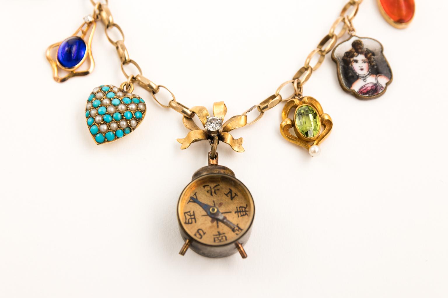 14 Karat Yellow Gold Charm Necklace For Sale 9