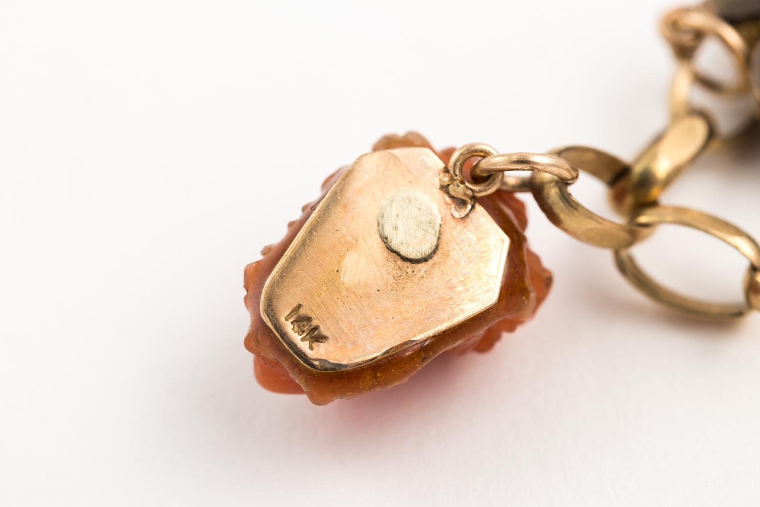 14 Karat Yellow Gold Charm Necklace For Sale 1