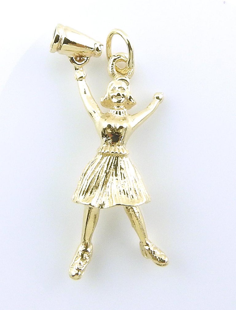 14 Karat Yellow Gold Cheerleader Charm For Sale at 1stDibs